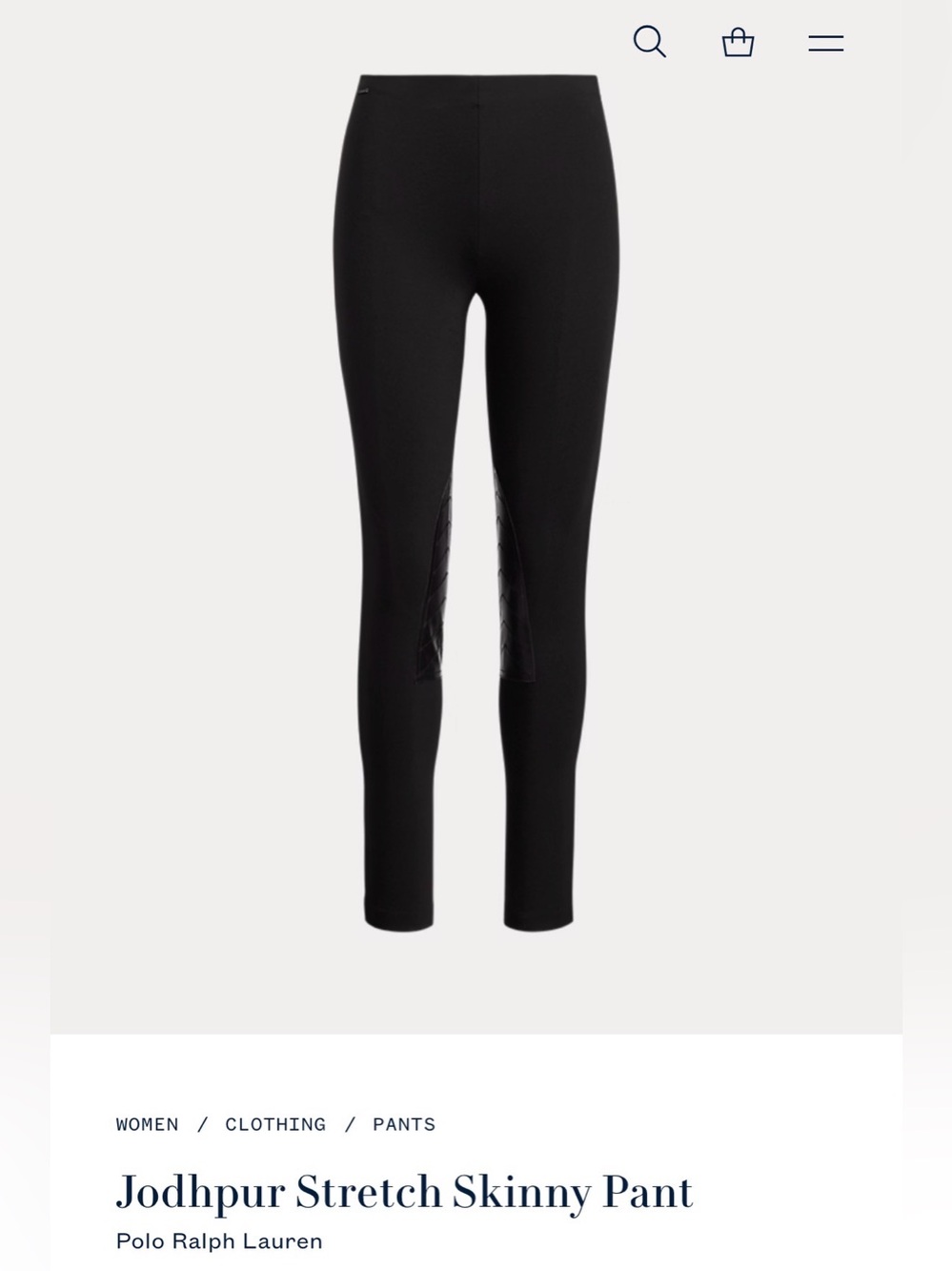 Polo by Ralph Lauren Woman's Jodhpur Stretch Skinny Pant with Leather Knee